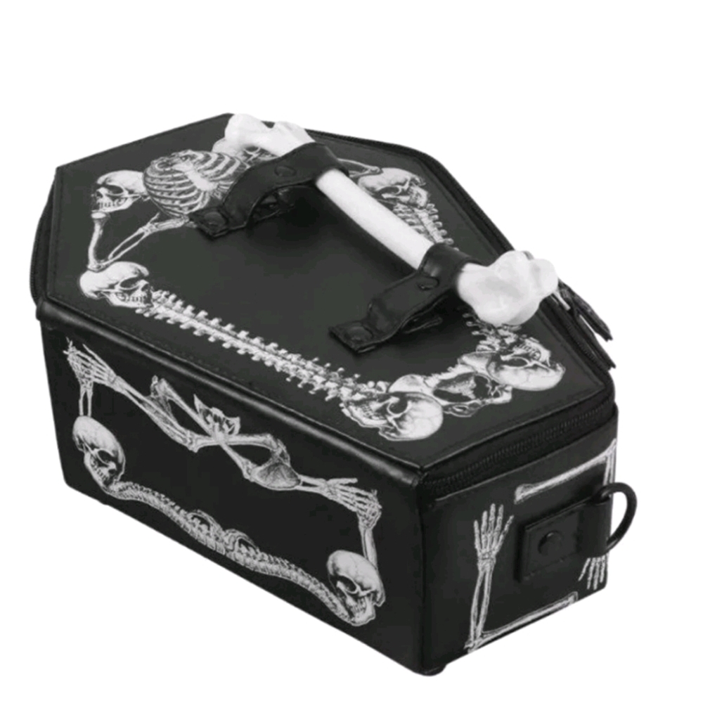 Coffin shapped crossbody purse bone skull skeleton